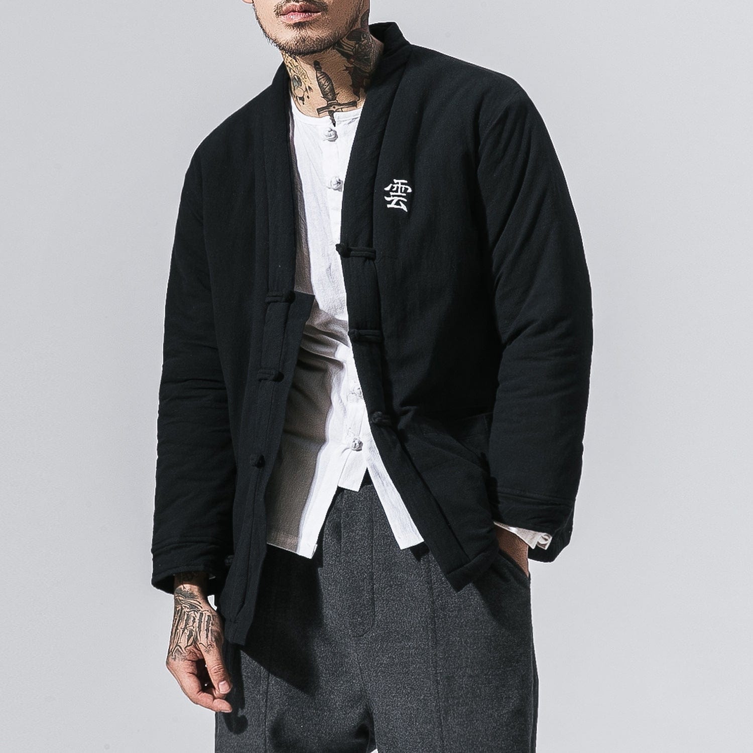 Empire of LaTz 0 Black / Clothing / M Men Cotton Jacket Retro Cardigan Pants