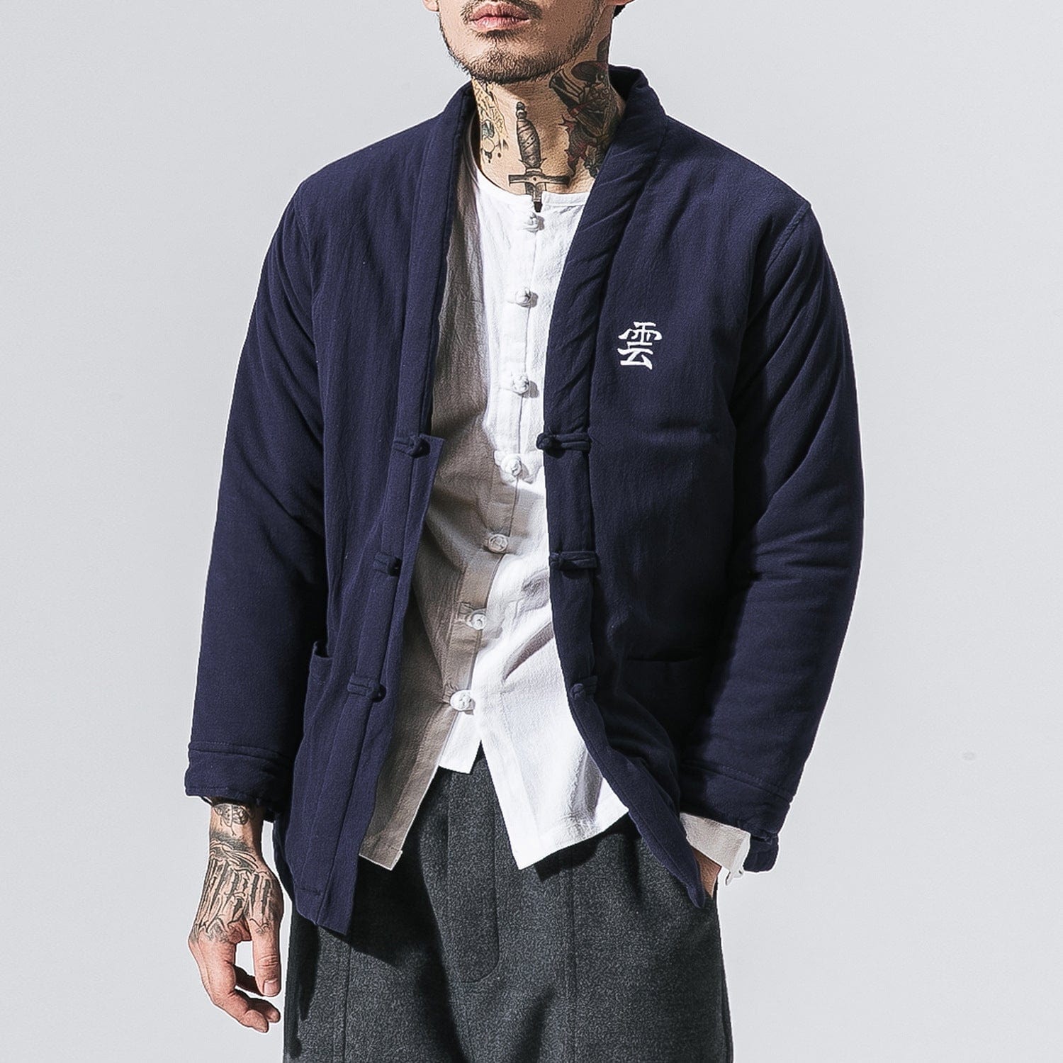 Premium Men Cotton Jacket Retro Cardigan Pants - 0 from Empire of LaTz - Only £27! Explore at Empire of LaTz