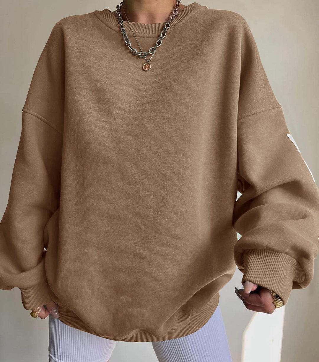 Empire of LaTz Camel / 2XL Women's Casual Fashion Print Thickened Versatile Top