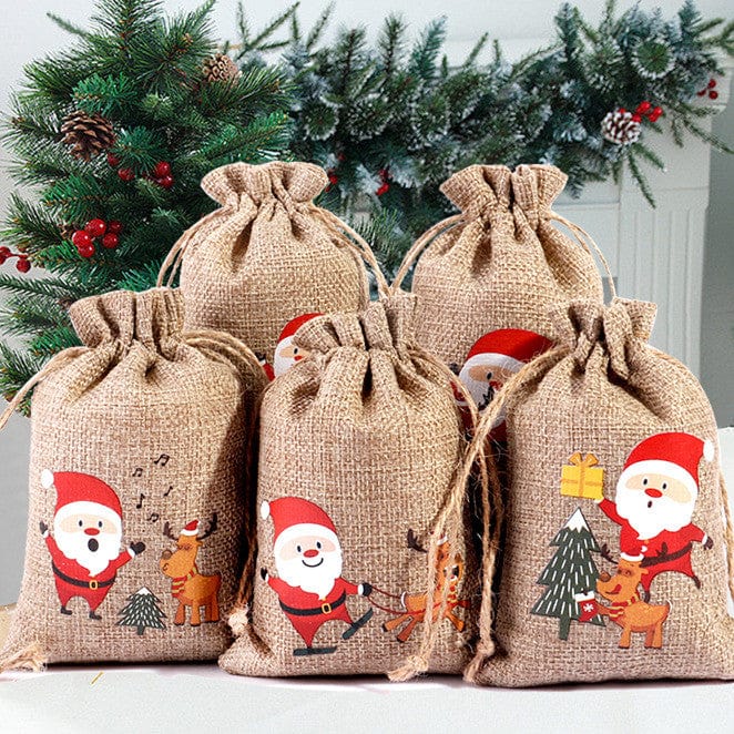 Premium Christmas Pattern Coarse Linen Not Drawstring Pull String Drawstring Sack - Christmas Decoration from Empire of LaTz - Only £5.99! Explore at Empire of LaTz