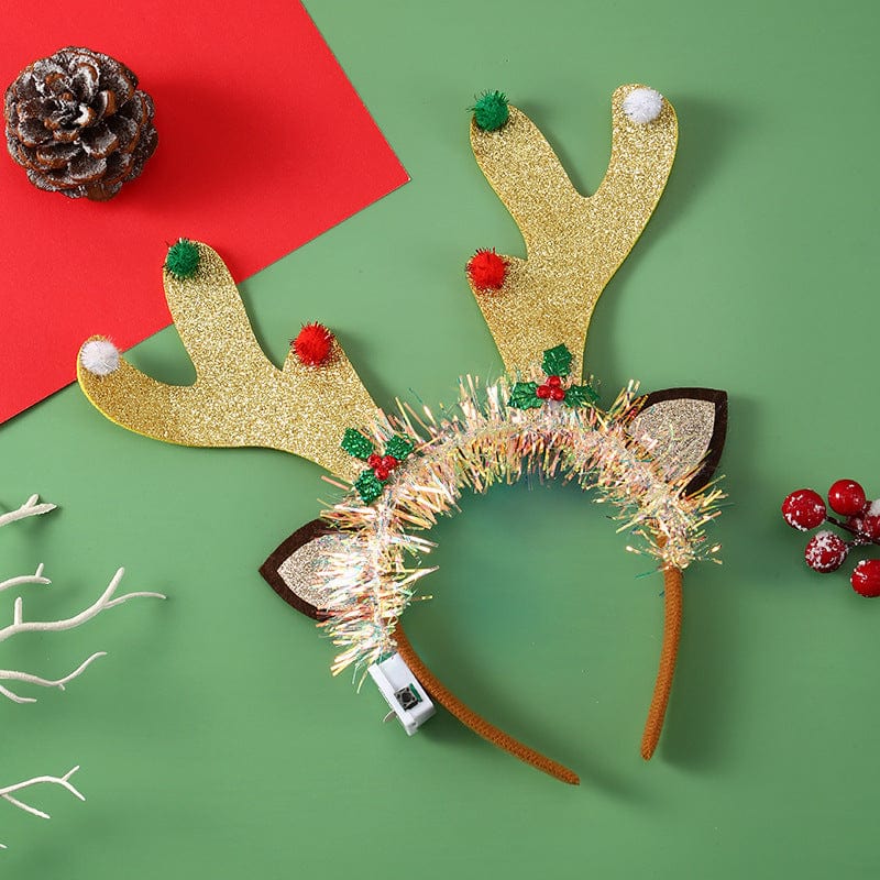Premium IPC Christmas Hair Band Glowing Headband Xmas Tree Snowflake Hair Band Deer Horn Light Flashing Headwear Merry Christmas Gift - Christmas Decoration from Empire of LaTz - Only £4.50! Explore at Empire of LaTz
