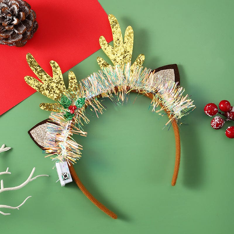 Premium IPC Christmas Hair Band Glowing Headband Xmas Tree Snowflake Hair Band Deer Horn Light Flashing Headwear Merry Christmas Gift - Christmas Decoration from Empire of LaTz - Only £4.50! Explore at Empire of LaTz