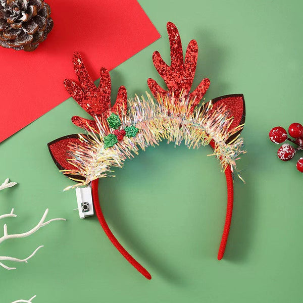 Premium IPC Christmas Hair Band Glowing Headband Xmas Tree Snowflake Hair Band Deer Horn Light Flashing Headwear Merry Christmas Gift - Christmas Decoration from Empire of LaTz - Only £4.50! Explore at Empire of LaTz