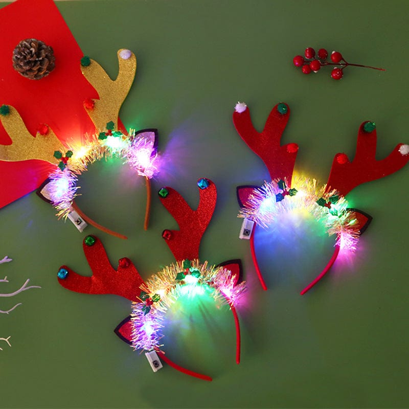 Premium IPC Christmas Hair Band Glowing Headband Xmas Tree Snowflake Hair Band Deer Horn Light Flashing Headwear Merry Christmas Gift - Christmas Decoration from Empire of LaTz - Only £4.50! Explore at Empire of LaTz