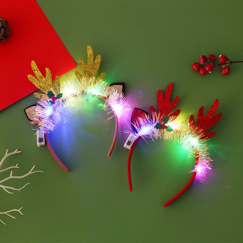 Premium IPC Christmas Hair Band Glowing Headband Xmas Tree Snowflake Hair Band Deer Horn Light Flashing Headwear Merry Christmas Gift - Christmas Decoration from Empire of LaTz - Only £4.50! Explore at Empire of LaTz
