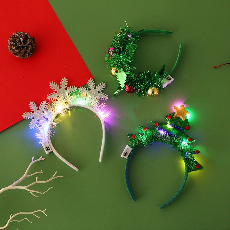 Premium IPC Christmas Hair Band Glowing Headband Xmas Tree Snowflake Hair Band Deer Horn Light Flashing Headwear Merry Christmas Gift - Christmas Decoration from Empire of LaTz - Only £4.50! Explore at Empire of LaTz