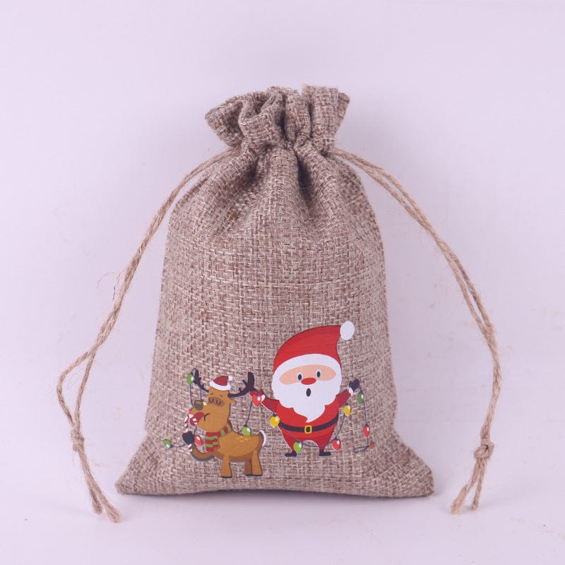 Premium Christmas Pattern Coarse Linen Not Drawstring Pull String Drawstring Sack - Christmas Decoration from Empire of LaTz - Only £5.99! Explore at Empire of LaTz