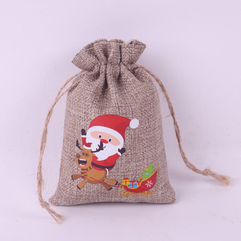 Premium Christmas Pattern Coarse Linen Not Drawstring Pull String Drawstring Sack - Christmas Decoration from Empire of LaTz - Only £5.99! Explore at Empire of LaTz