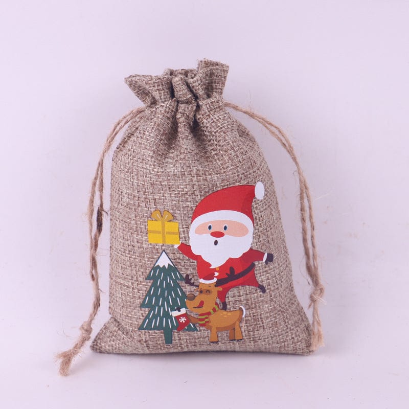 Premium Christmas Pattern Coarse Linen Not Drawstring Pull String Drawstring Sack - Christmas Decoration from Empire of LaTz - Only £5.99! Explore at Empire of LaTz