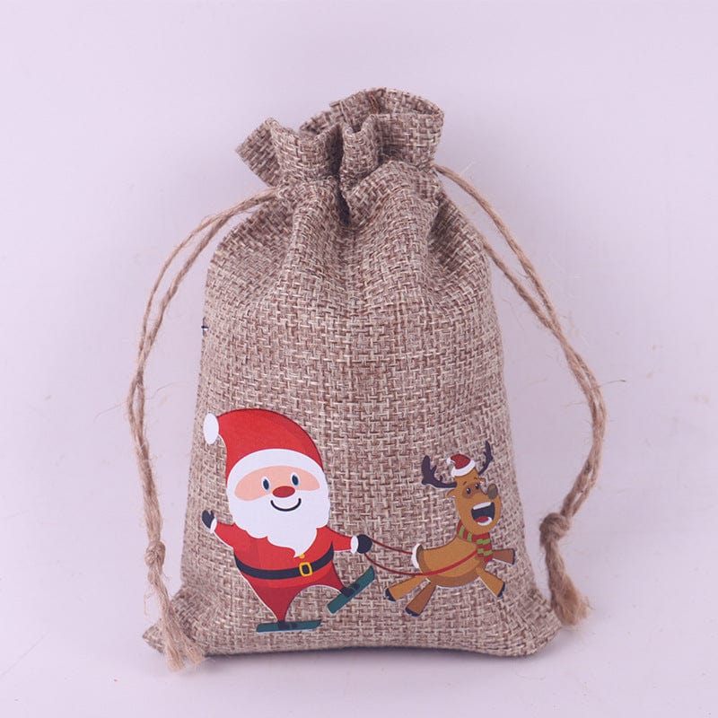 Premium Christmas Pattern Coarse Linen Not Drawstring Pull String Drawstring Sack - Christmas Decoration from Empire of LaTz - Only £5.99! Explore at Empire of LaTz