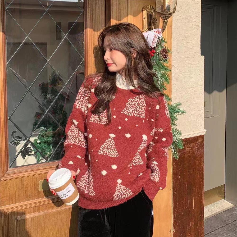 Premium Red Christmas Tree Jacquard Warm Sweater Women - Christmas Jumper from Empire of LaTz - Only £30! Explore at Empire of LaTz