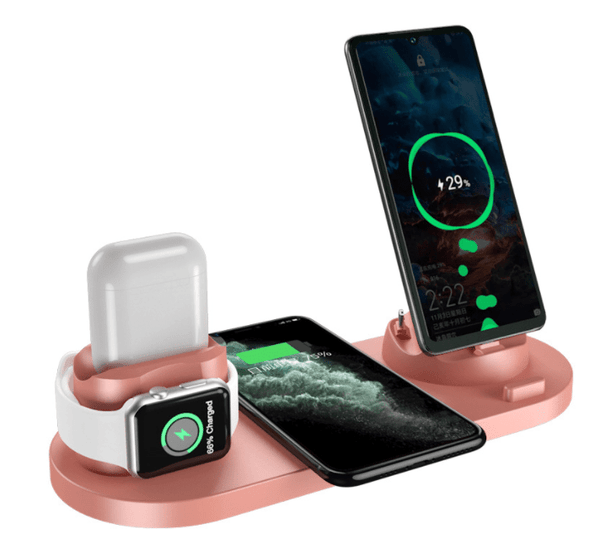 Empire of LaTz Electrical Accessories Pink / 15W / USB Wireless Charger For IPhone Fast Charger For Phone Fast Charging Pad For Phone Watch 6 In 1 Charging Dock Station