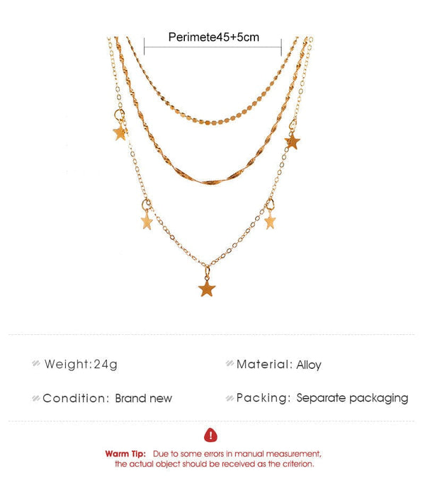 Premium European And American Retro Metal Multilayer Star Clavicle Chain -  from Empire of LaTz - Only £10! Explore at Empire of LaTz