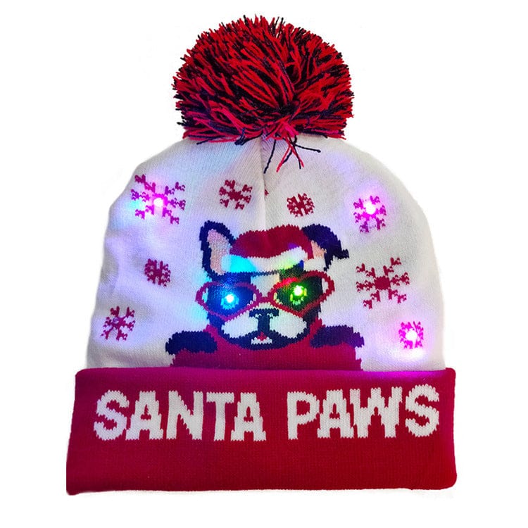 Empire of LaTz Hat E / One size LED Christmas Hat Sweater Knitted Beanie Christmas Light Up Knitted Hat Christmas Gift Adult Kids Xmas New Year Decorations