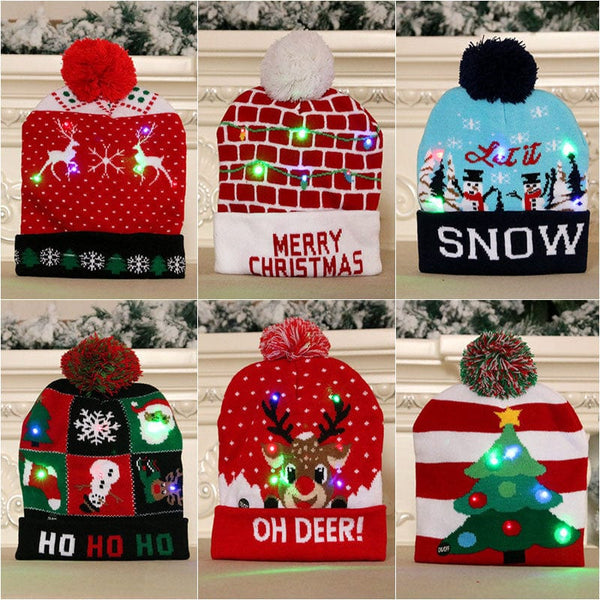 Premium LED Christmas Hat Sweater Knitted Beanie Christmas Light Up Knitted Hat Christmas Gift Adult Kids Xmas New Year Decorations - Hat from Empire of LaTz - Only £11.90! Explore at Empire of LaTz