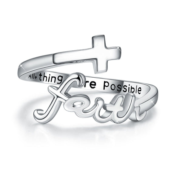Premium Cross Rings 925 Sterling Silver Faith Adjustable Rings Open Rings Cross Ring Jewellery For Mother Women Men Women Gifts - jewellery from Empire of LaTz - Only £19.99! Explore at Empire of LaTz