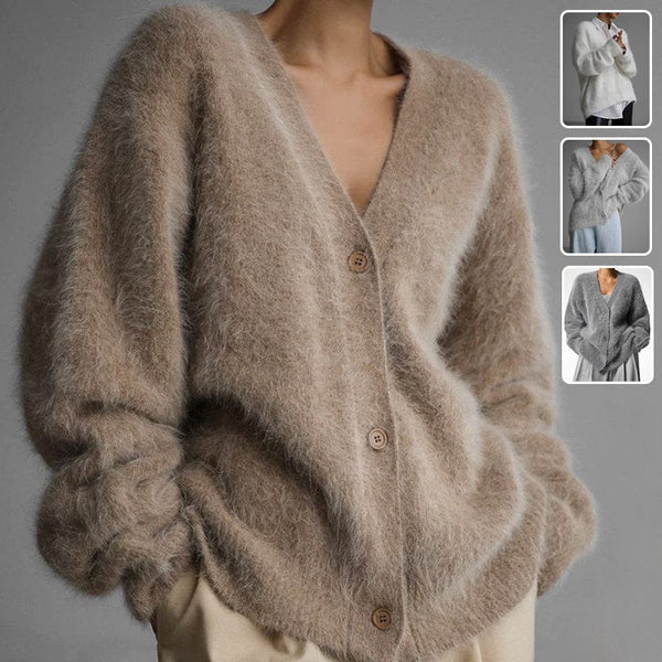 Empire of LaTz Loose V-neck Button Cardigan Fall Winter Fashion Single Breasted Knitted Sweater Top Women's Clothing