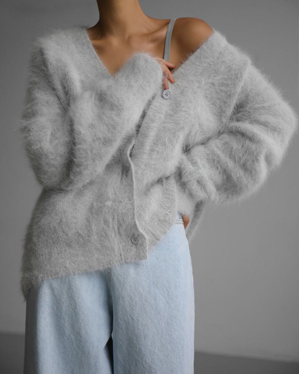 Empire of LaTz Loose V-neck Button Cardigan Fall Winter Fashion Single Breasted Knitted Sweater Top Women's Clothing