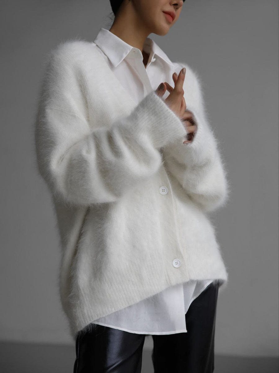 Empire of LaTz Loose V-neck Button Cardigan Fall Winter Fashion Single Breasted Knitted Sweater Top Women's Clothing