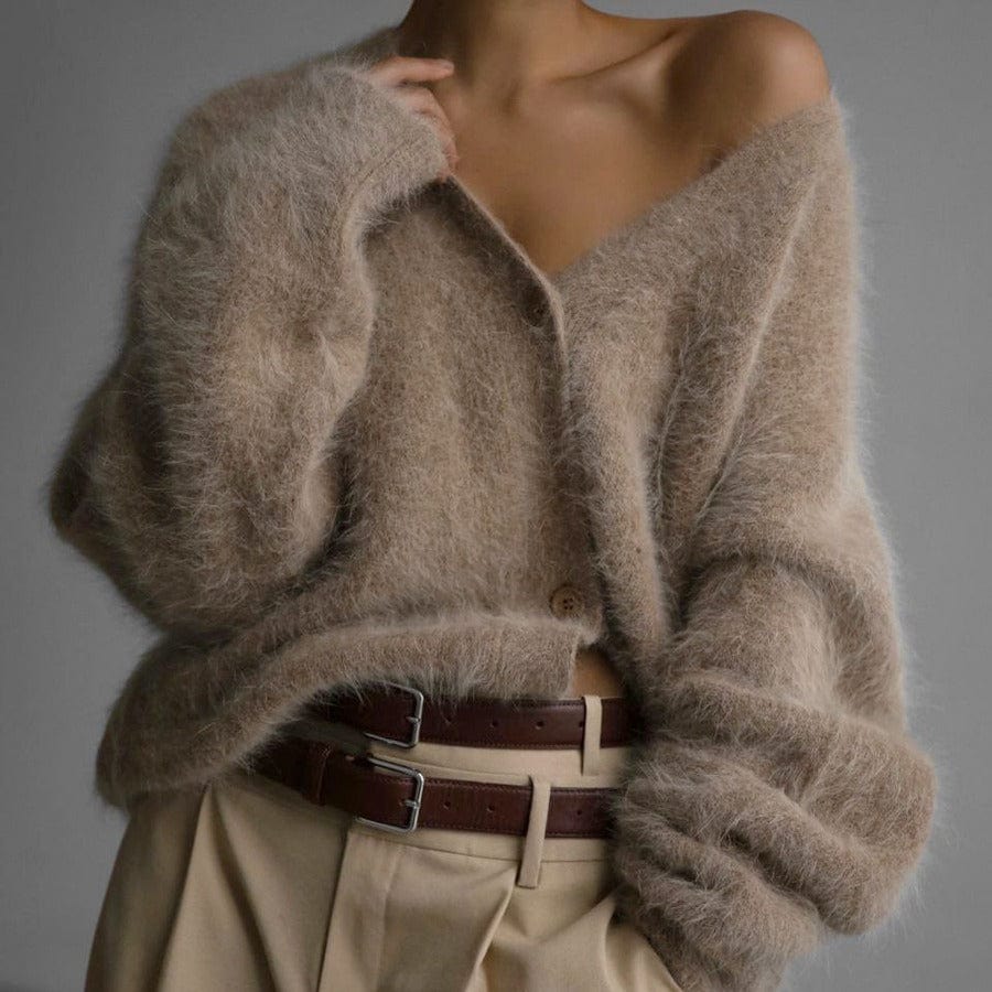 Empire of LaTz Loose V-neck Button Cardigan Fall Winter Fashion Single Breasted Knitted Sweater Top Women's Clothing