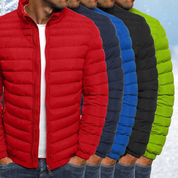 Empire of LaTz Men Jacket Zipper Solid Color Long Sleeves Pockets Coldproof Autumn Thicken Cotton Padded Overcoat For Outdoor