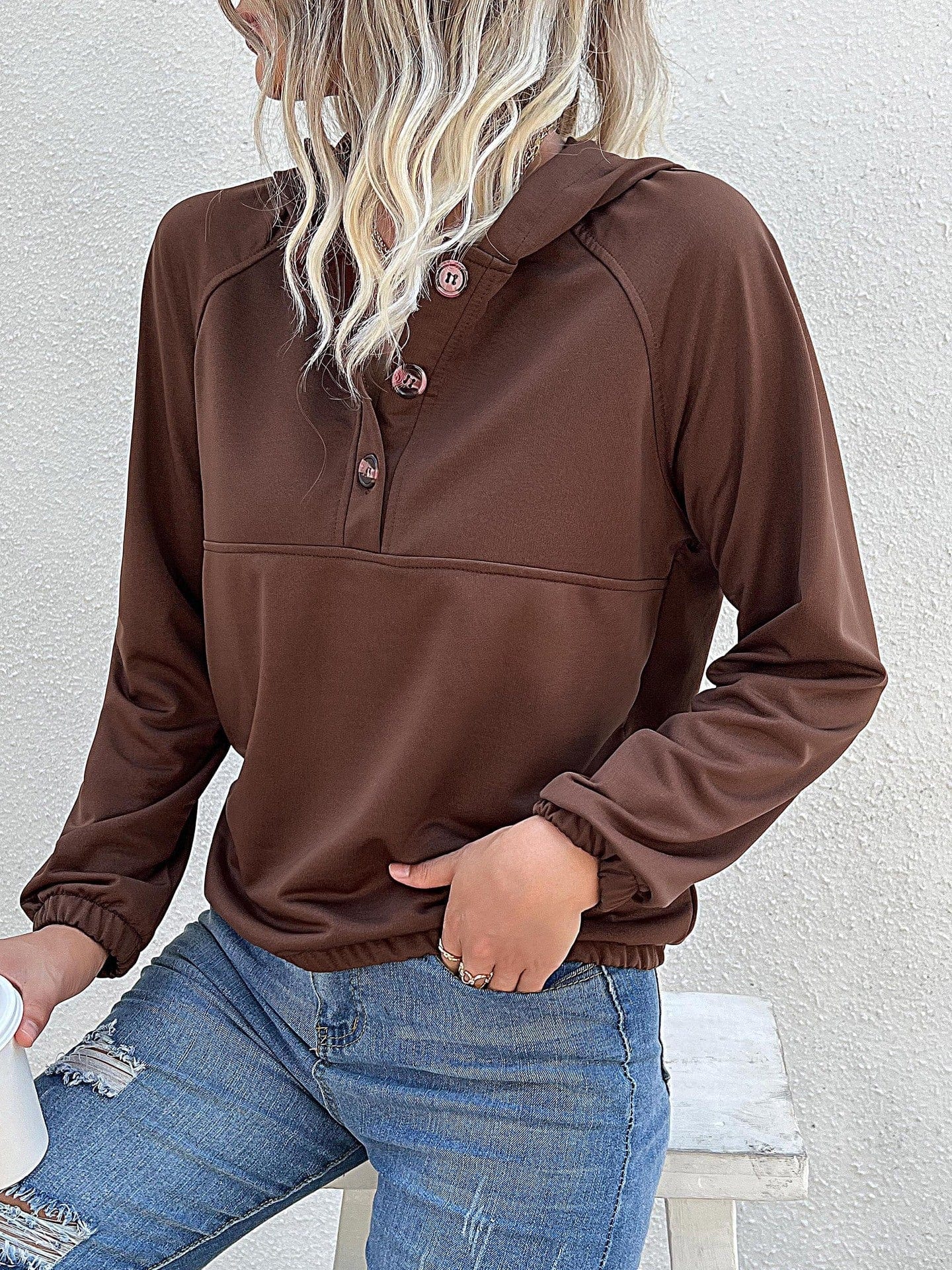 Premium New Patchwork Casual Hooded Button Pullover Sweatshirt -  from Empire of LaTz - Only £18.99! Explore at Empire of LaTz