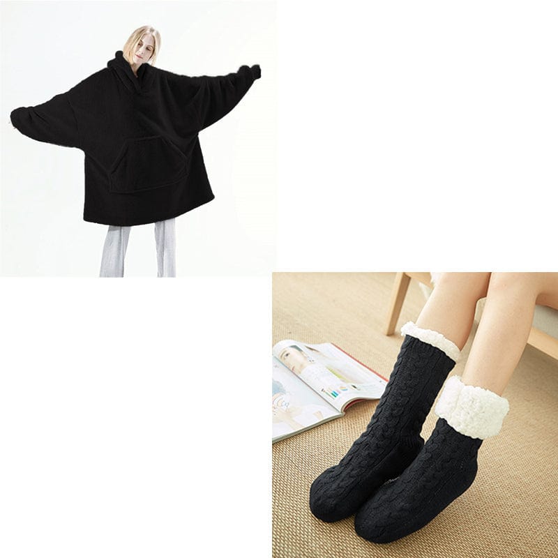 Premium Hoodie Sweatshirt With Big Pocket Tops Sweater Comfortable Loose Double-Sided Fleece Thicker Wearable Blanket - Pajamas from Empire of LaTz - Only £9.75! Explore at Empire of LaTz