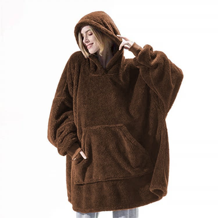 Premium Hoodie Sweatshirt With Big Pocket Tops Sweater Comfortable Loose Double-Sided Fleece Thicker Wearable Blanket - Pajamas from Empire of LaTz - Only £9.75! Explore at Empire of LaTz