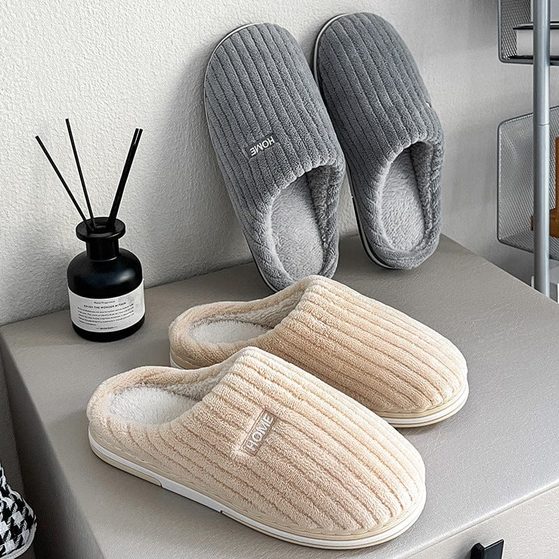 Premium Solid Color Simple Cotton Slippers Winter Non-slip Home Warm Plush Slippers Household Indoor Couple Women's House Shoes - Pajamas from Empire of LaTz - Only £11! Explore at Empire of LaTz