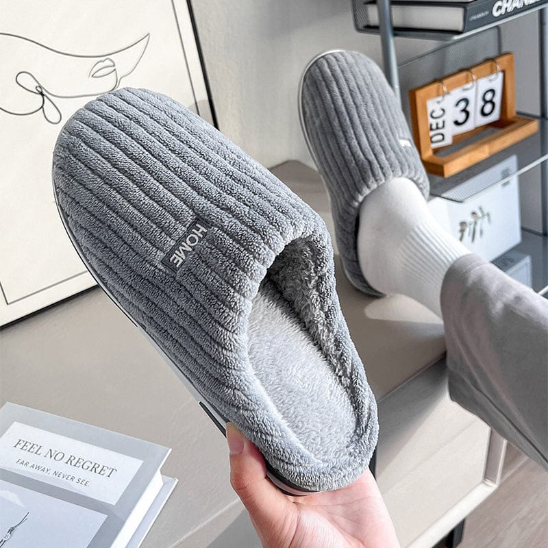 Premium Solid Color Simple Cotton Slippers Winter Non-slip Home Warm Plush Slippers Household Indoor Couple Women's House Shoes - Pajamas from Empire of LaTz - Only £11! Explore at Empire of LaTz