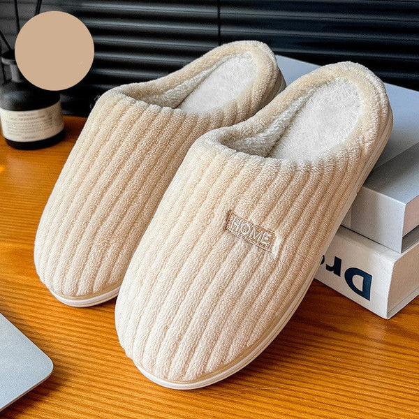 Premium Solid Color Simple Cotton Slippers Winter Non-slip Home Warm Plush Slippers Household Indoor Couple Women's House Shoes - Pajamas from Empire of LaTz - Only £11! Explore at Empire of LaTz