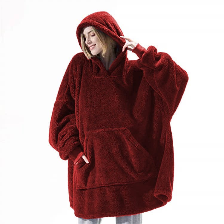 Premium Hoodie Sweatshirt With Big Pocket Tops Sweater Comfortable Loose Double-Sided Fleece Thicker Wearable Blanket - Pajamas from Empire of LaTz - Only £9.75! Explore at Empire of LaTz