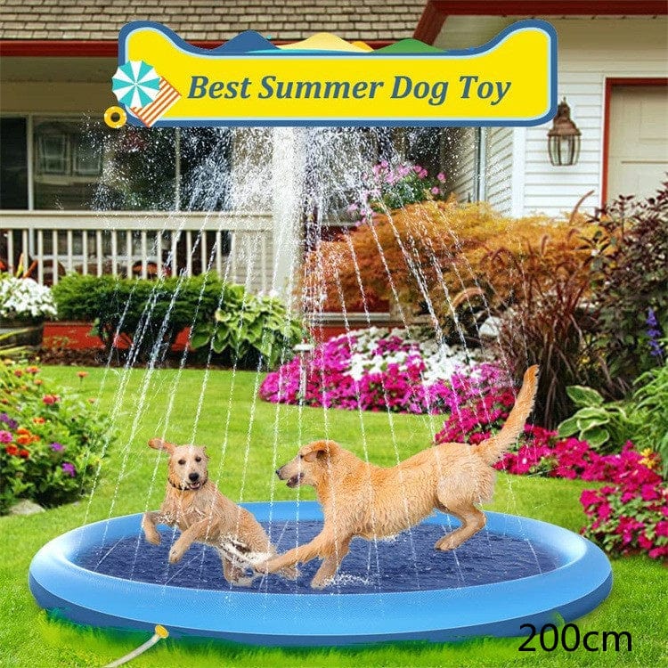 Empire of LaTz Pet Accessories Blue 2m Non-Slip Splash Pad For Kids And Pet Dog Pool Summer Outdoor Water Toys Fun Backyard Fountain Play Mat