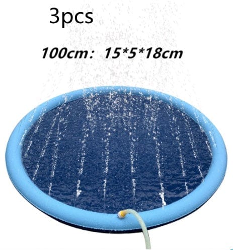 Empire of LaTz Pet Accessories Blue100cm3pcs Non-Slip Splash Pad For Kids And Pet Dog Pool Summer Outdoor Water Toys Fun Backyard Fountain Play Mat