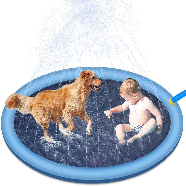 Empire of LaTz Pet Accessories Blue170cm Non-Slip Splash Pad For Kids And Pet Dog Pool Summer Outdoor Water Toys Fun Backyard Fountain Play Mat