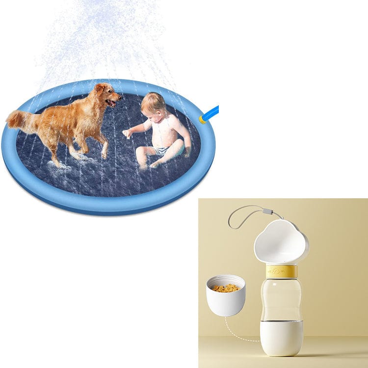 Empire of LaTz Pet Accessories Blue170cm set Non-Slip Splash Pad For Kids And Pet Dog Pool Summer Outdoor Water Toys Fun Backyard Fountain Play Mat