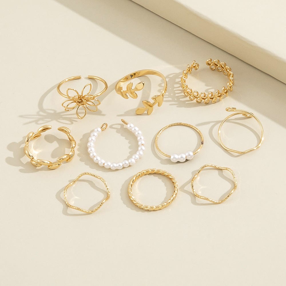 Premium Openwork Flower Set Ring Simple Glossy - Ring/Necklace Set from Empire of LaTz - Only £19.99! Explore at Empire of LaTz