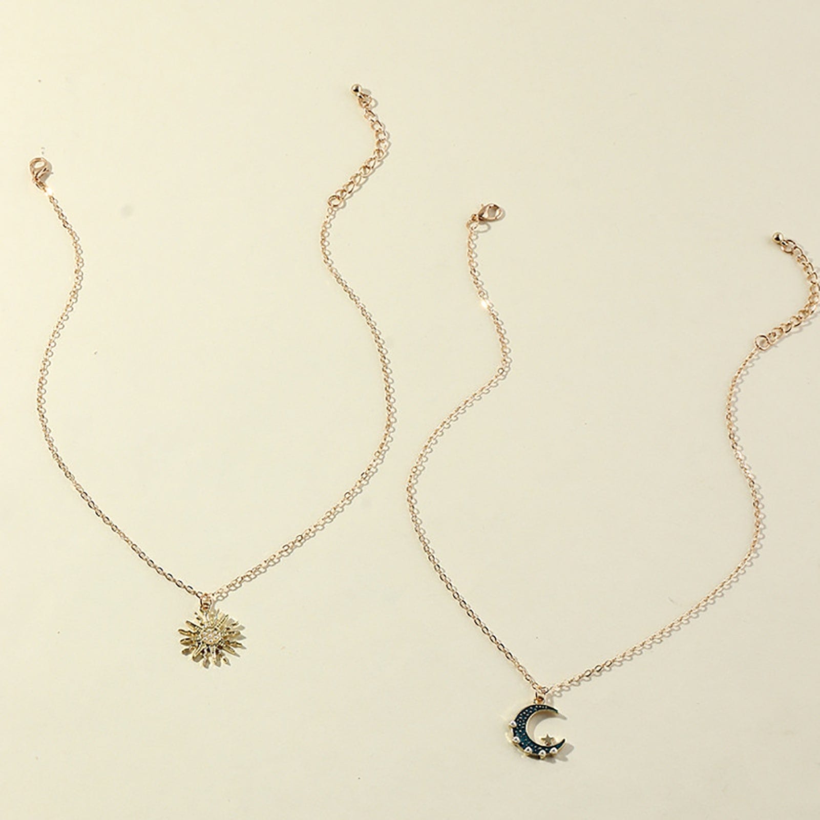 Premium Sun Moon Necklace Blue Gold Stainless Steel Pendant Necklaces Jewelry - Ring/Necklace Set from Empire of LaTz - Only £9.99! Explore at Empire of LaTz