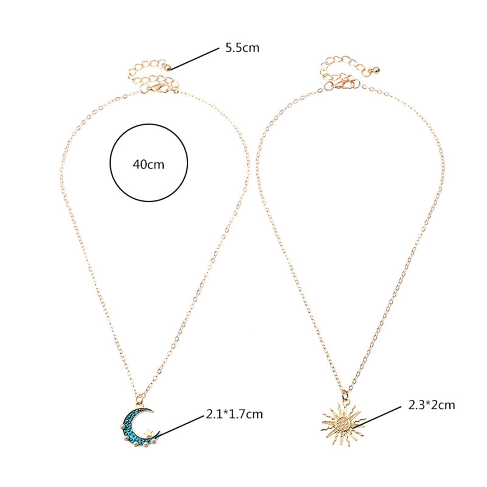 Premium Sun Moon Necklace Blue Gold Stainless Steel Pendant Necklaces Jewelry - Ring/Necklace Set from Empire of LaTz - Only £9.99! Explore at Empire of LaTz