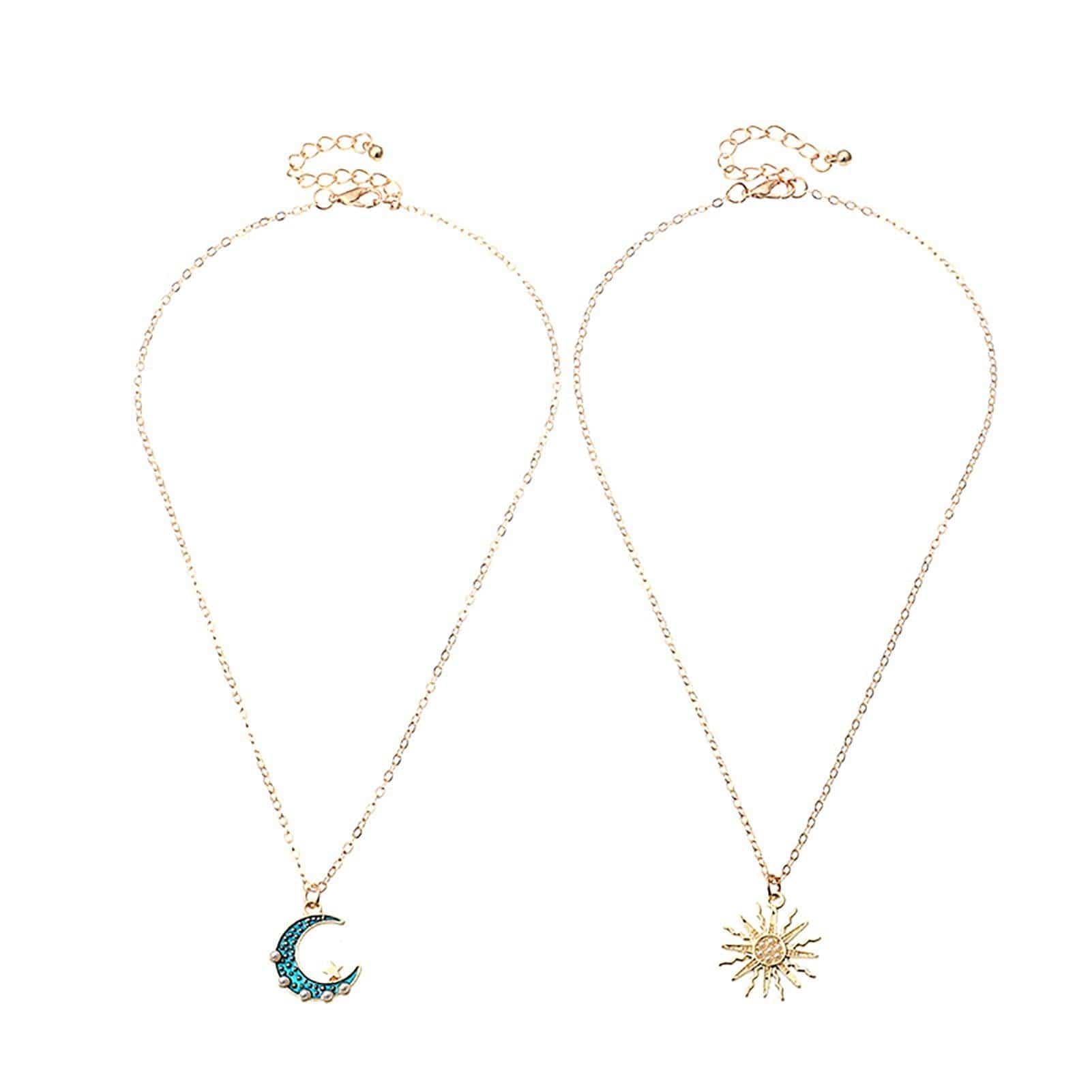 Premium Sun Moon Necklace Blue Gold Stainless Steel Pendant Necklaces Jewelry - Ring/Necklace Set from Empire of LaTz - Only £9.99! Explore at Empire of LaTz