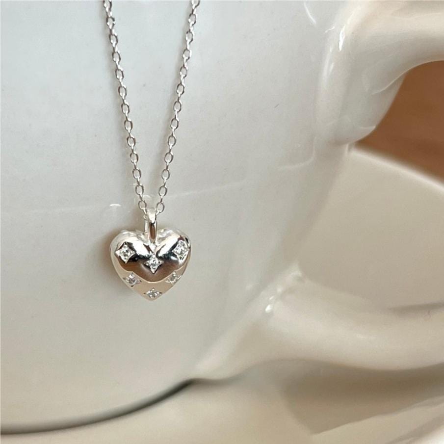 Premium Women's Sterling Silver European And American Heart-shaped Zircon Necklace - Ring/Necklace Set from Empire of LaTz - Only £39.99! Explore at Empire of LaTz