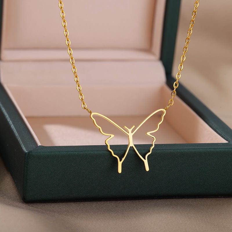 Premium Women's Fashionable Elegant Stainless Steel Hollow Butterfly Wings Pendant Necklace - Ring/Necklace Set from Empire of LaTz - Only £9.99! Explore at Empire of LaTz