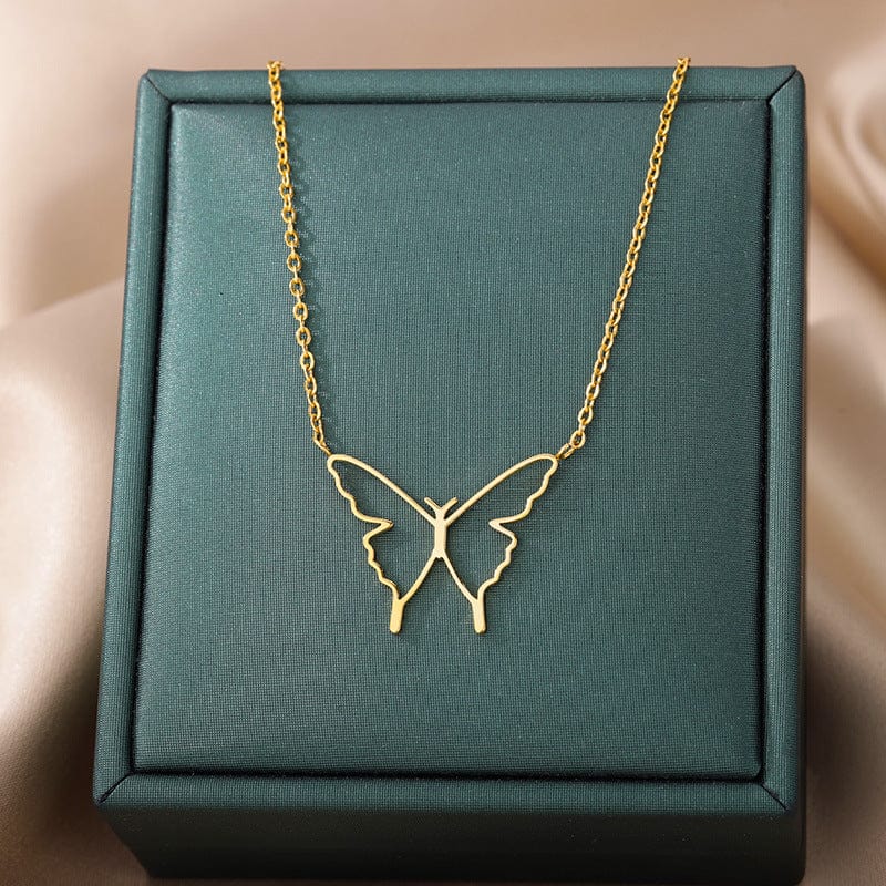 Premium Women's Fashionable Elegant Stainless Steel Hollow Butterfly Wings Pendant Necklace - Ring/Necklace Set from Empire of LaTz - Only £9.99! Explore at Empire of LaTz