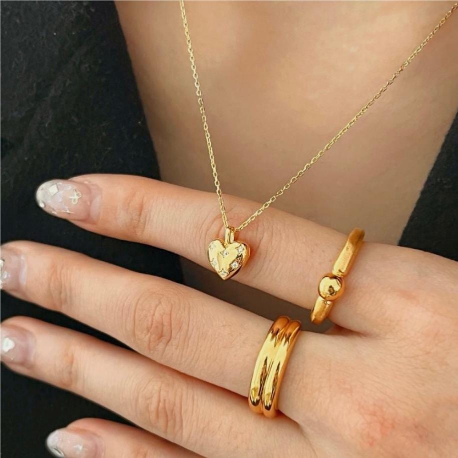 Premium Women's Sterling Silver European And American Heart-shaped Zircon Necklace - Ring/Necklace Set from Empire of LaTz - Only £39.99! Explore at Empire of LaTz