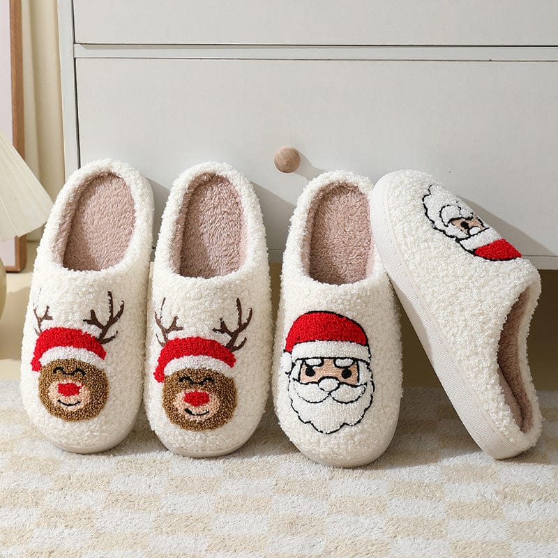 Premium Christmas Home Slippers Cute Cartoon Santa Claus Cotton Slippers For Women And Men Couples Winter Warm Furry Shoes - Slippers from Empire of LaTz - Only £18! Explore at Empire of LaTz
