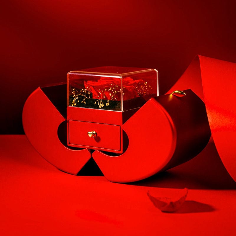 Premium Fashion Jewelry Box Red Apple Christmas Gift Necklace Eternal Rose For Girl Mother's Day Valentine's Day Gifts With Artificial Flower Rose Flower Jewelry Box - Valentines day gift from Empire of LaTz - Only £70.35! Explore at Empire of LaTz