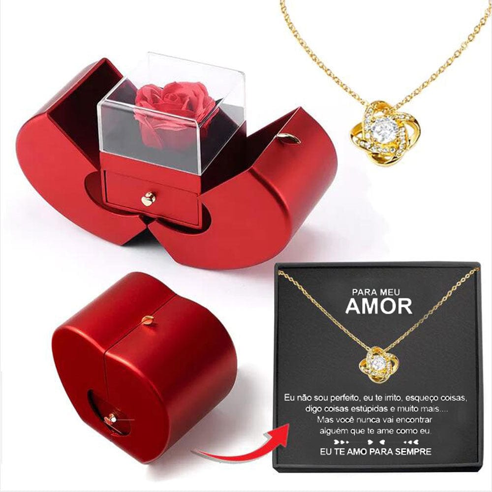 Premium Fashion Jewelry Box Red Apple Christmas Gift Necklace Eternal Rose For Girl Mother's Day Valentine's Day Gifts With Artificial Flower Rose Flower Jewelry Box - Valentines day gift from Empire of LaTz - Only £70.35! Explore at Empire of LaTz