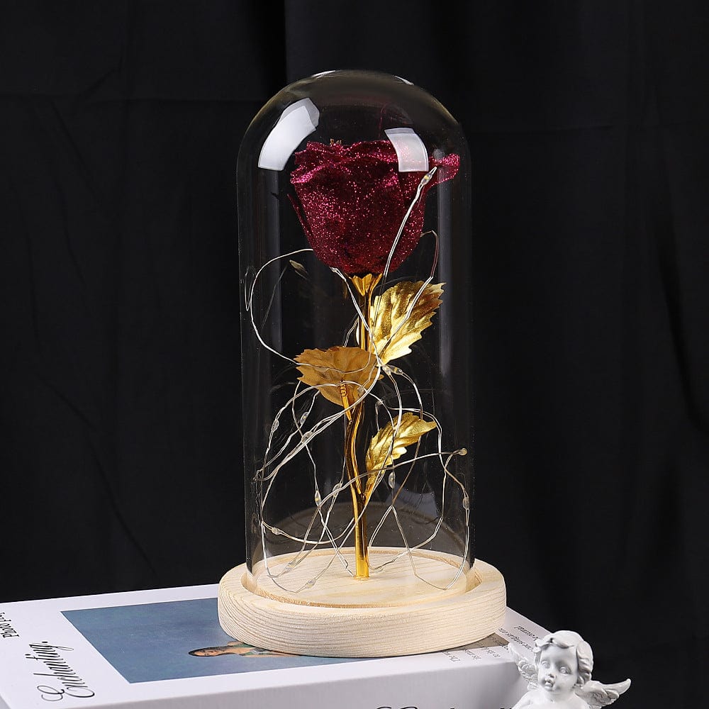 Empire of LaTz Valentines day gift Rose Red Valentines Day Gift  For Girlfriend Eternal Rose Flowers LED Light In Glass Cover Day Wedding Decoration Favors Mother Day Female Gift  Gift