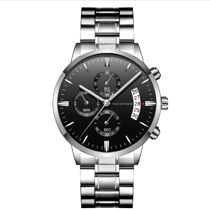 Premium Men\'s Stainless Steel Watches with Business Leisure Calendar Quartz Watches Waterproof Black Refined Steel Watches - Watch from Empire of LaTz - Only £30! Explore at Empire of LaTz