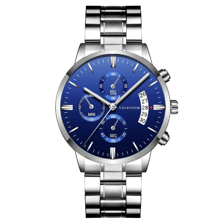 Premium Men\'s Stainless Steel Watches with Business Leisure Calendar Quartz Watches Waterproof Black Refined Steel Watches - Watch from Empire of LaTz - Only £30! Explore at Empire of LaTz